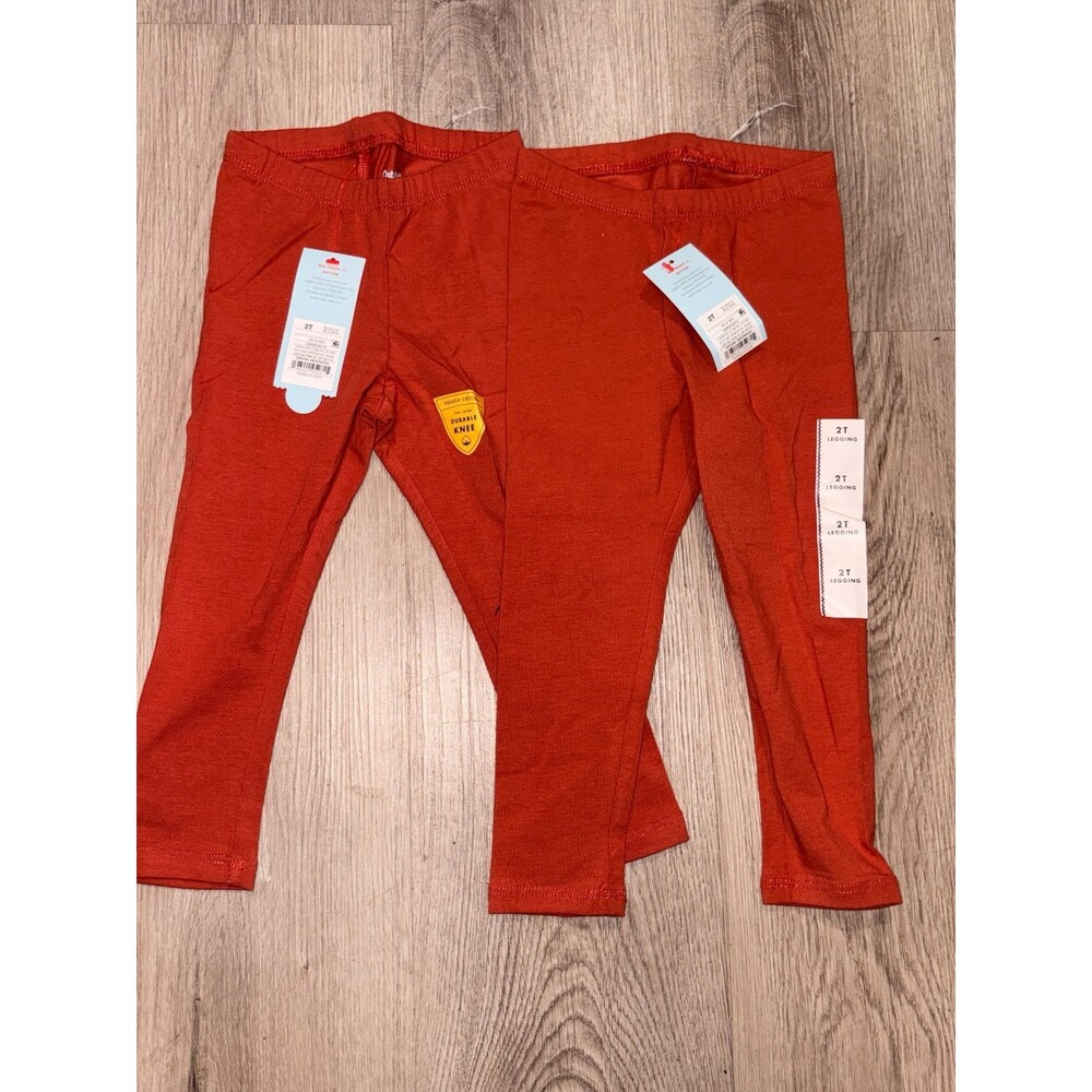 2 Pair Cat & Jack red orange Leggings NWT 2T